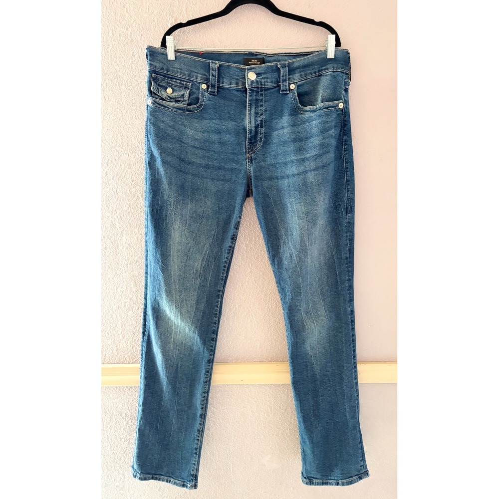 True Religion Ricky Relaxed Straight Jeans Blue Denim Mens 36 Stretch Y2K Style